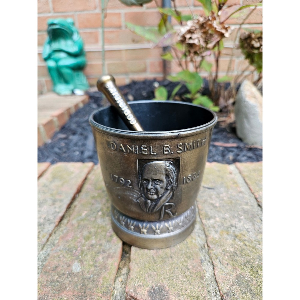 Vintage 1980 Heavy Brass Mortar and Pestle Daniel B. Smith 1792-1883